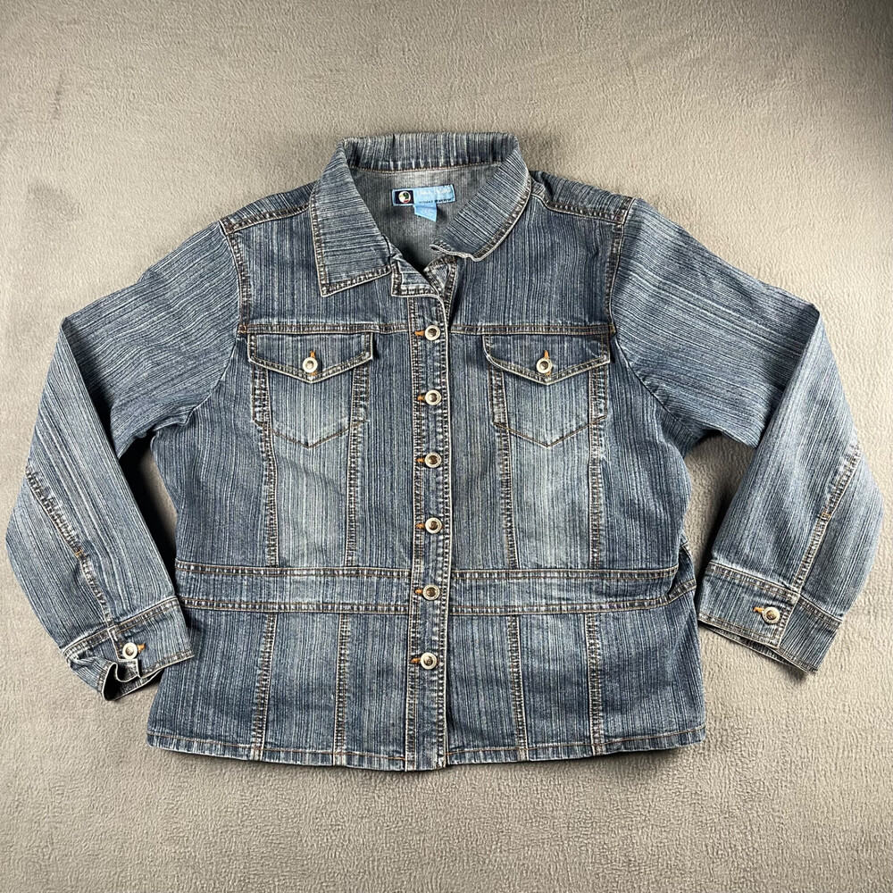 Duck Head Denim Blue Jean Jacket Womens Size 1X Medium Wash Truckers Chore Barn
